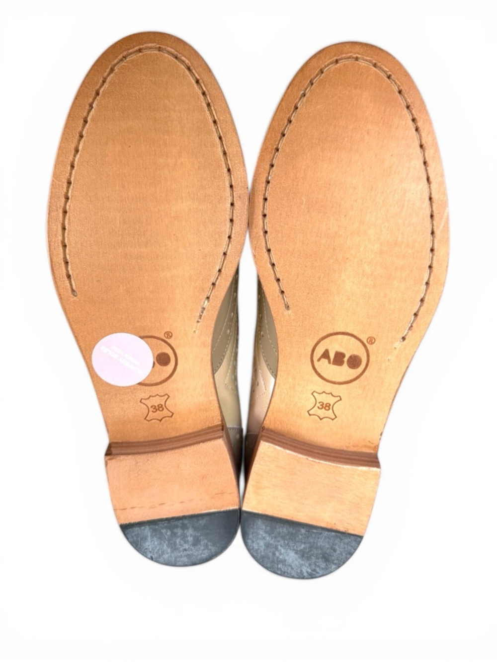 Floral Panel Leather Wingtip Loafers in Beige & Gold - Picture 8 of 11